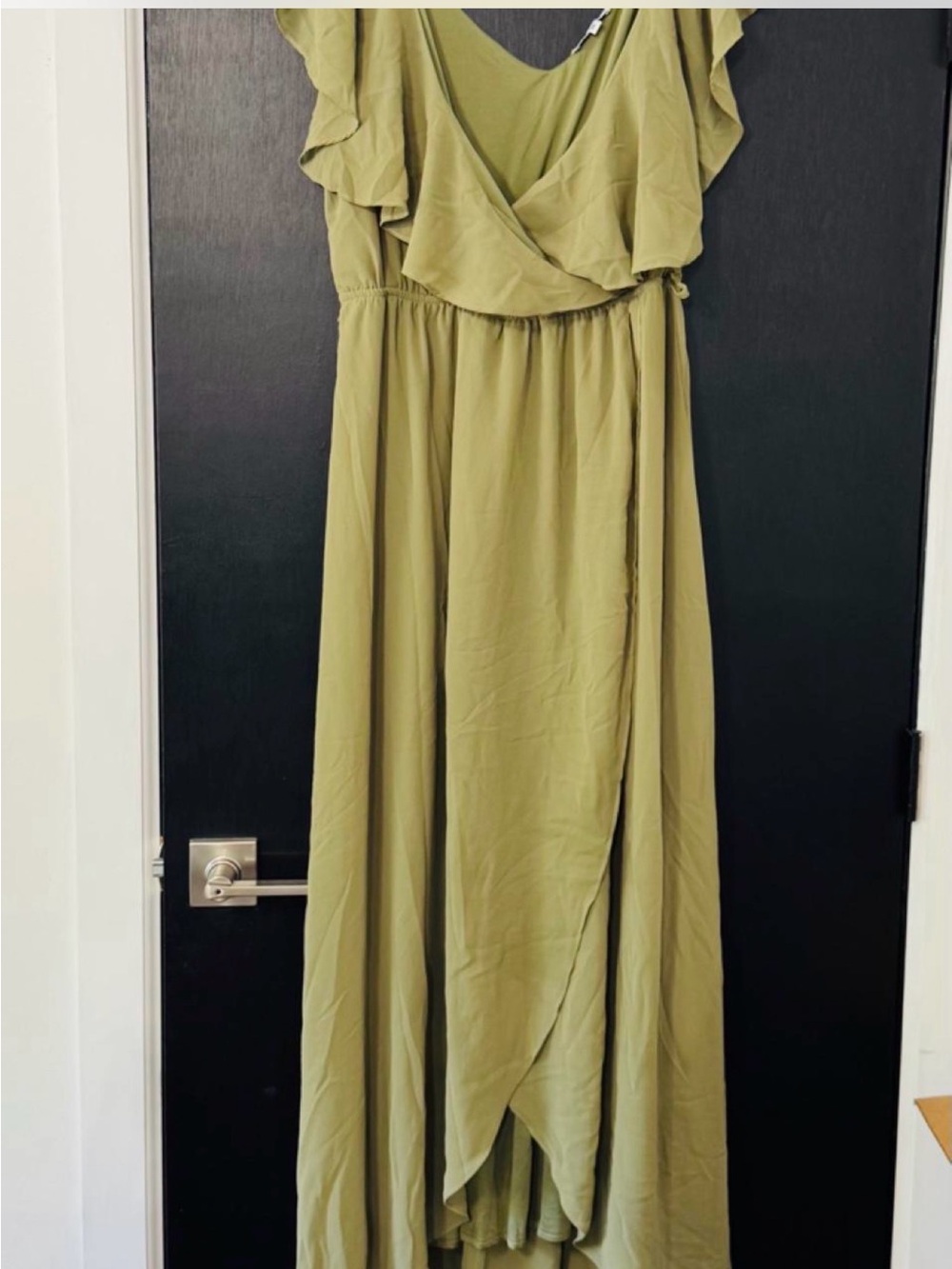 Baltic Born Olive Green Ruffle Wrap Maxi Dress